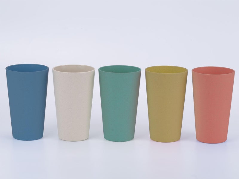 LuckyZone Wheat Straw Unbreakable Cup | 20 oz Reusable Water Drinking Glasses Sets of 5 | Lightweight Tumbler for Kitchen Outdoor | Dishwasher Safe, BPA Free and Eco friendly (20 oz, 5 Color_H) - Image 3