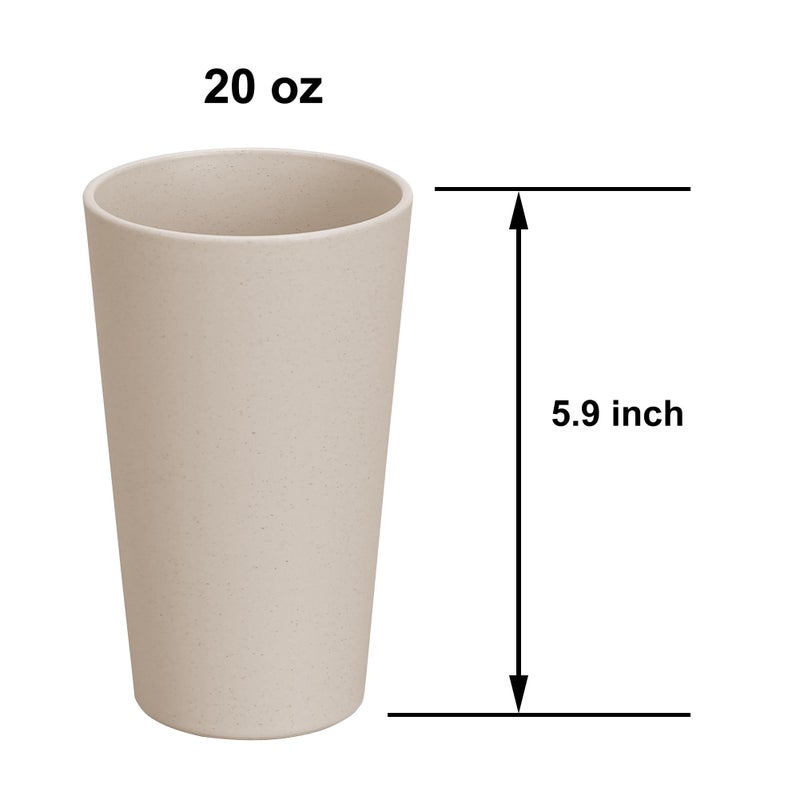 LuckyZone Wheat Straw Unbreakable Cup | 20 oz Reusable Water Drinking Glasses Sets of 5 | Lightweight Tumbler for Kitchen Outdoor | Dishwasher Safe, BPA Free and Eco friendly (20 oz, 5 Color_H) - Image 2
