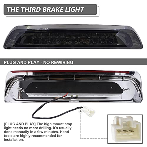 Gubebaili Smoke Lens LED Back Cab Third 3rd Brake Light Fit for Toyota Tundra 2007-2018, Waterproof High Mount Stop Light Rear Cargo Lamp - Image 5