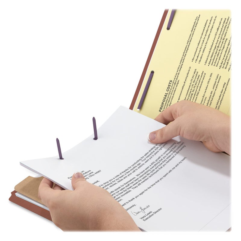 Smead Pressboard Classification File Folder with SafeSHIELD Fasteners, 1 Divider, 2" Expansion, Letter Size, Red, 10 per Box (13775) - Image 5