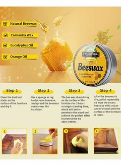 WILLIAM WEIR Natural Beeswax- Furniture Polish Wood Seasoning Beeswax for Wood Polish and Conditioner Multipurpose Waterproof and Repair Wood Wax Wood Cleaner and Polish Furniture Wax 200g  - Image 2