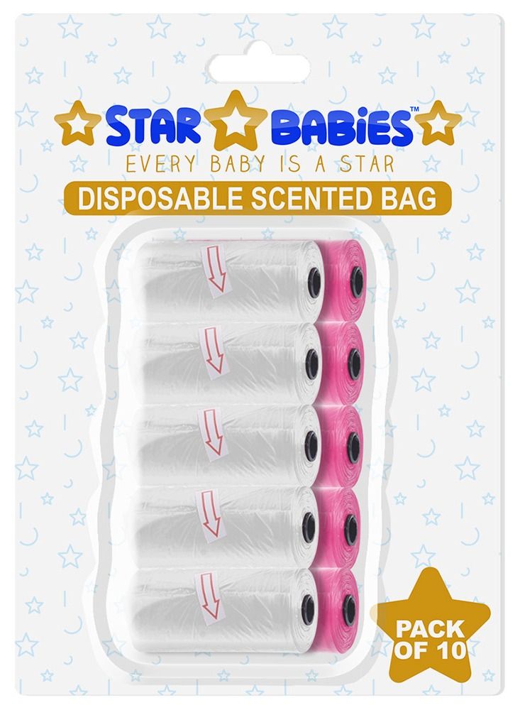 STAR BABiES Scented Bag Blister - Pack of 10 - Pink & White - Image 1