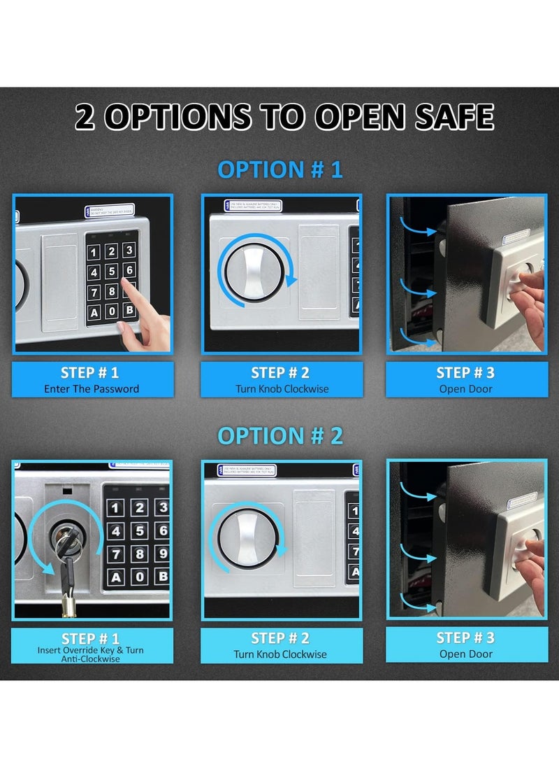 Rubik - Safe Box with Digital Keypad and Key Lock, A4 Documents Size Security Locker Protect Cash Jewelry Passports for Home Office (Size 25x35x25cm) White - Image 1