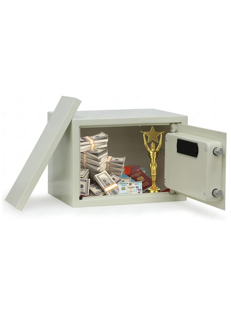 Rubik - Safe Box with Digital Keypad and Key Lock, A4 Documents Size Security Locker Protect Cash Jewelry Passports for Home Office (Size 25x35x25cm) White - Image 1