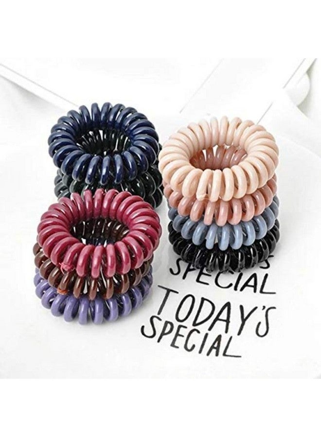 DN Creation Spiral Shape Ponytail Holder for Women, Hair Ties Gum Rubber Band Hair Rope Telephone Wire Hair Accessories - Set of 6 - Image 1