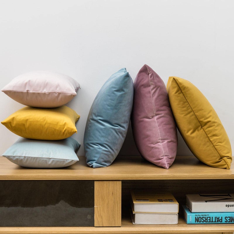 JUSPURBET Pink Purple Euro Velvet Throw Pillow Covers 26x26 inch Set of 2 for Living Room Couch Sofa Bedroom Decorative Square Solid Soft Cushion Cases with Invisible Zipper - Image 3