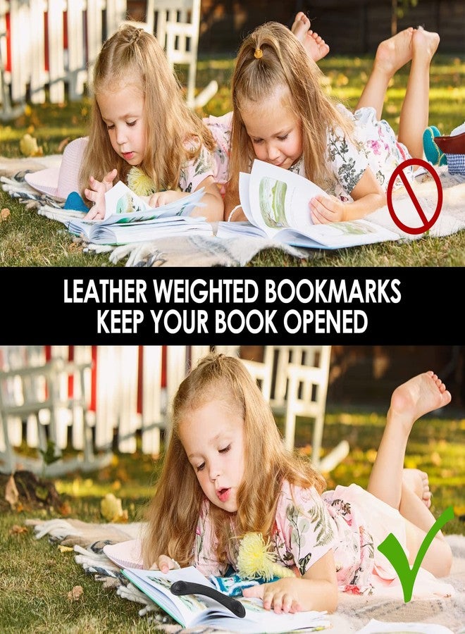 KINIVA Leather Weighted Bookmarks Book Weight Page Holder for Reading,Book Open Holder for Kids Adult,Gifts for Reader (01 Black) - Image 3