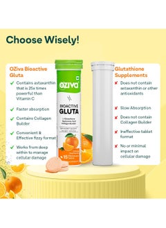 OZiva Bioactive Glutathione Tablets Radiant Skin  L Glutathione Hyaluronic Acid Vitamin C Skin Glow Anti Pigmentation Orange 15 Effervescent Tablets Pack of 1  - Image 5