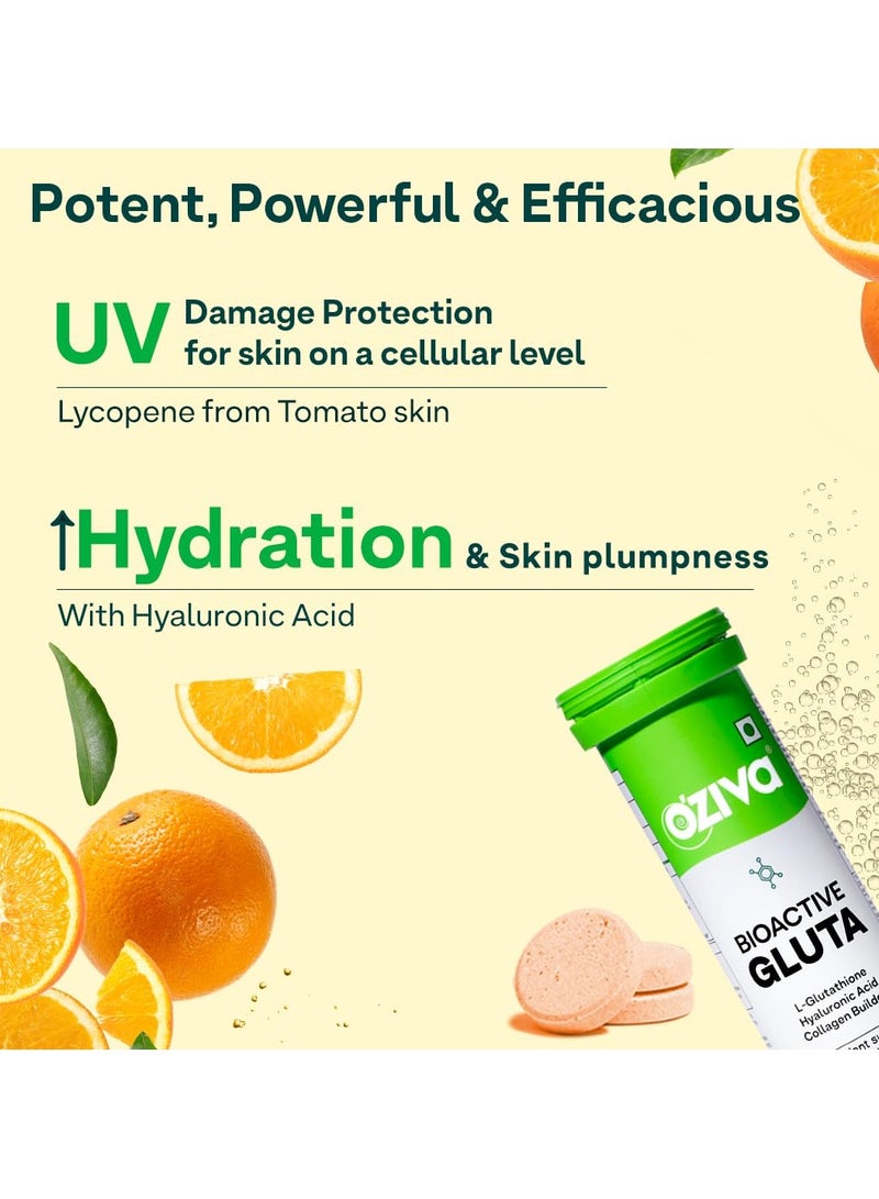 أوزيفا أقراص الجلوتاثيون النشطة بيولوجيًا أقراص جلوتاثيون البشرة المتألقة L جلوتاثيون حمض الهيالورونيك فيتامين C توهج البشرة المضاد للتصبغ برتقالي 15 قرص فوار عبوة من 1 أقراص - Image 3