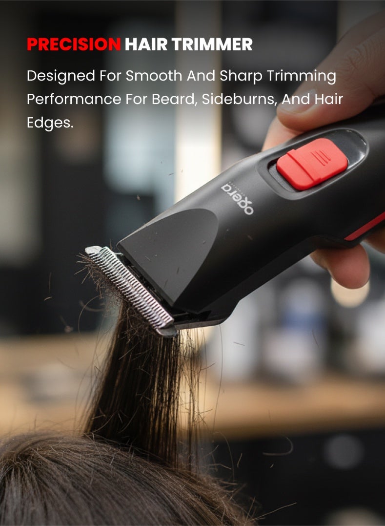 Ogera Rechargeable Hair Trimmer – 90 Minutes Runtime, 500 mAh Lithium Battery, Push-Type Switch, LED Charging Indicator, Type-C Charging, Cordless Grooming Tool for Men – Model OG2003HT, Black & Red 2 year warranty - Image 2