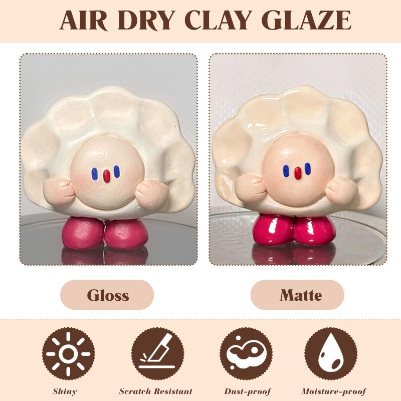Krbnk 120ML Air Dry Clay Glaze with 29PCS Clay Tools Kit, Gloss Polymer Clay Kit and Clay Varnish, Pottery Tool kit for Sculpting, Modeling, Shaping, High Gloss, Scratch Resistant - Image 4