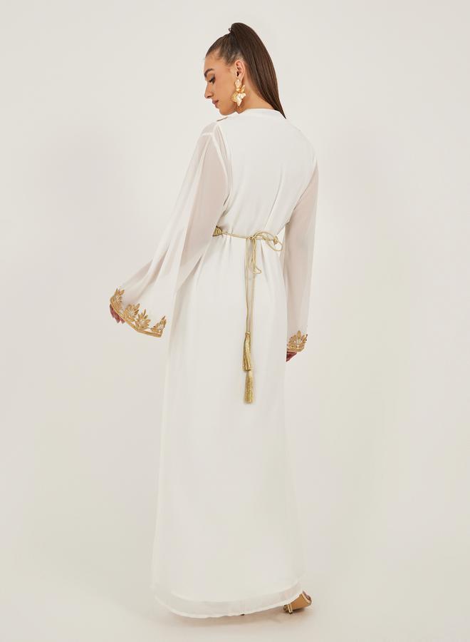 Styli Lace Insert Embellishment Abaya with Inner Dress  - Image 5