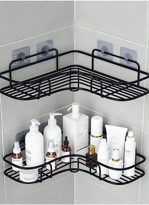 Triangular Bathroom Shelf Without Drilling, Shower Rack and Bathroom/Kitchen Storage Shelf, No-Drill Triangle Design, Single Piece