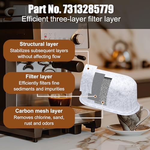 Gosknor 3pcs Coffee Maker Filter Replacement, Activated Charcoal Water Filter Espresso Coffee Machine Cafe Maker Carbon for Delonghi Accessories Compatible with 7313285779 - Image 4