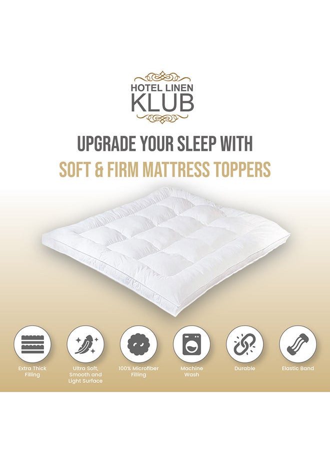 Hotel Linen Klub Hotel Linen Klub Mattress Topper -100% Cotton 233TC Down Proof Fabric with Piping and Highly Elastic Bands 500 GSM Soft and Firm Fiber Material Size  - Image 5