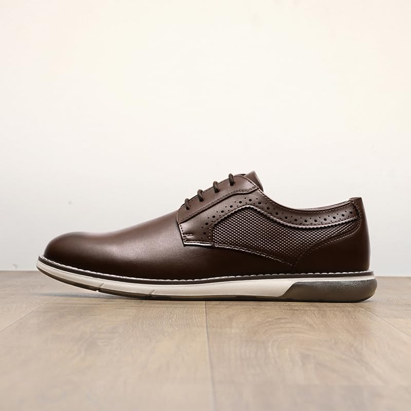 Bruno Marc Men's Casual Dress Sneaker Shoes, Business Formal Derby Plain Toe Oxfords Crossflex GentEdge,Size 10.5W,Dark Brown,SBOX223MWIDE - Image 3
