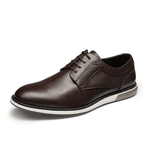 Bruno Marc Men's Casual Dress Sneaker Shoes, Business Formal Derby Plain Toe Oxfords Crossflex GentEdge,Size 10.5W,Dark Brown,SBOX223MWIDE - Image 1