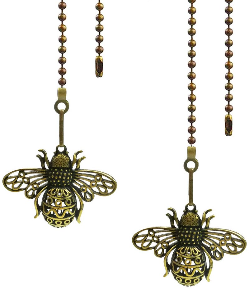 Hyamass 2 Pack 12 Vintage Queen Bee Ceiling Fan Pull Chain Extender  Decorative Dangle Charm Pendants with Ball Chain Connectors Replacement Pull Chains