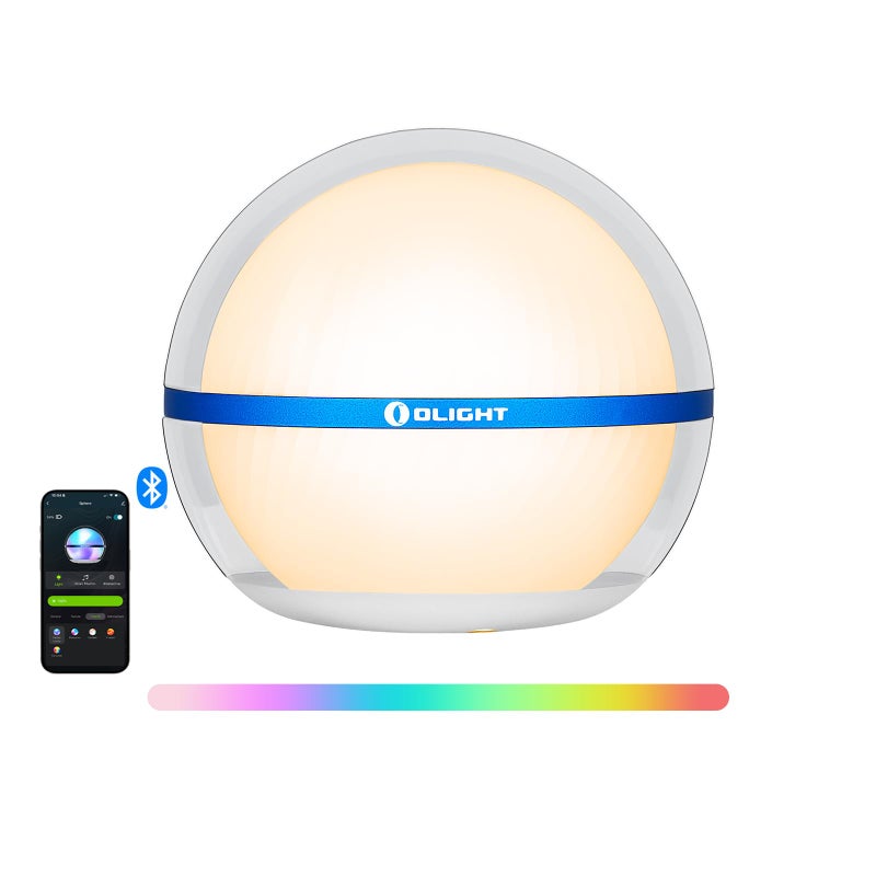 OLIGHT Sphere Smart Night Light 75 lumens Stepless Dimming Table Lamp with Remotely APP Control Magnetic Rechargeable RGB Ambient Lighting for Sleeping Reading and Relaxation