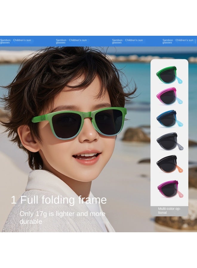New Kidsren's Foldableing Large Square Frame Tr Frame Fashionable And Trendyy, Can Protect Against Sun And Uv Rays Kb685 - Image 2