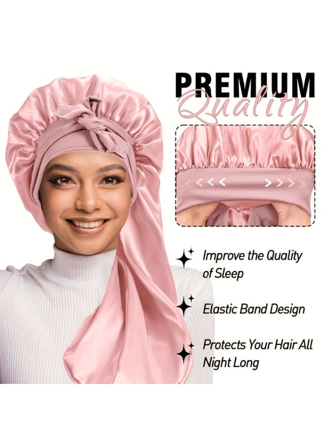 Yalla Pick Long Satin Bonnet Sleep Cap, Extra Large Silk-like Hair Wrap with Soft Adjustable Tie, Reduce Frizz for Natural Curly Braids Long Hair Women - Image 5