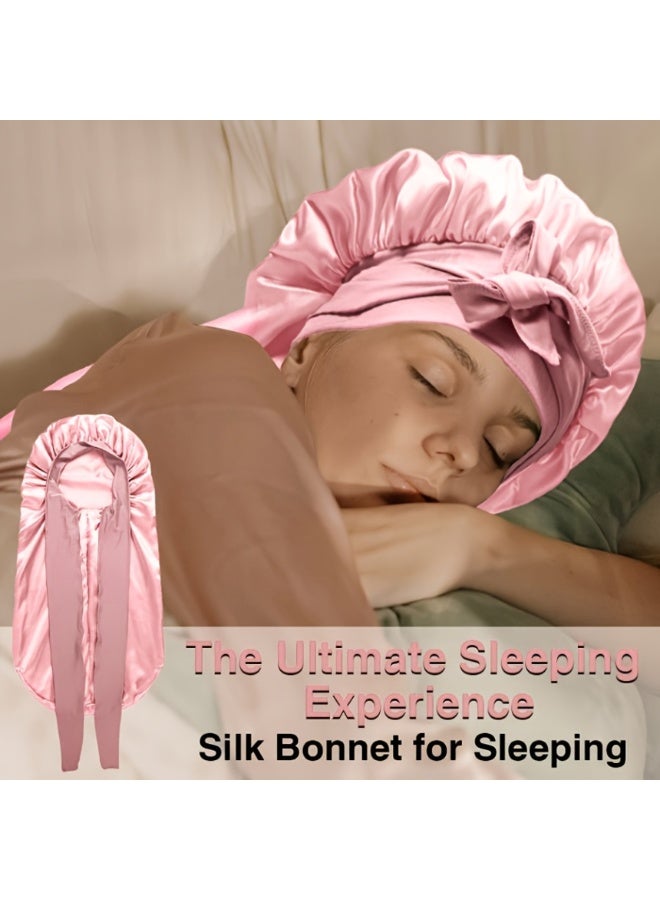 Yalla Pick Long Satin Bonnet Sleep Cap, Extra Large Silk-like Hair Wrap with Soft Adjustable Tie, Reduce Frizz for Natural Curly Braids Long Hair Women - Image 4