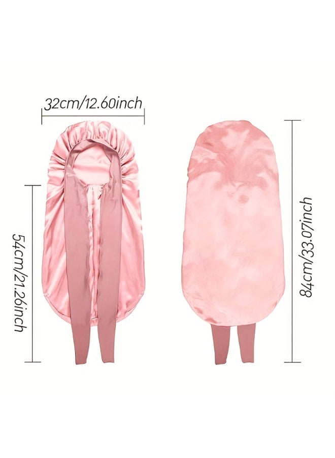 Yalla Pick Long Satin Bonnet Sleep Cap, Extra Large Silk-like Hair Wrap with Soft Adjustable Tie, Reduce Frizz for Natural Curly Braids Long Hair Women - Image 2