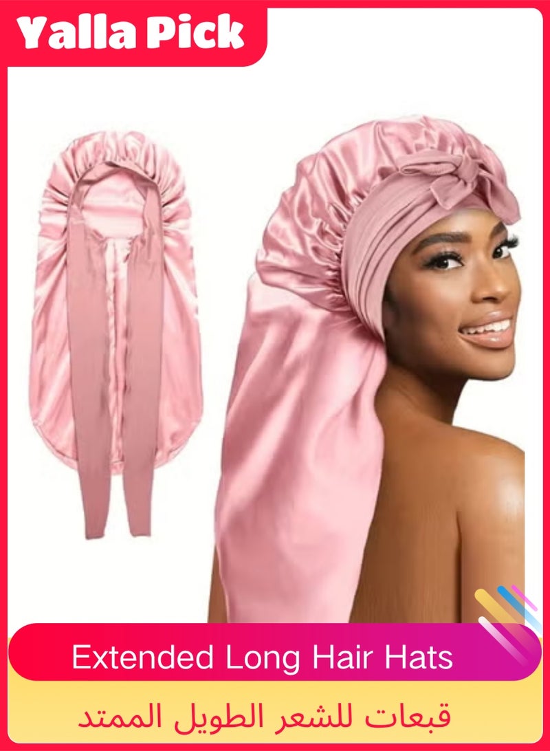 Yalla Pick Long Satin Bonnet Sleep Cap, Extra Large Silk-like Hair Wrap with Soft Adjustable Tie, Reduce Frizz for Natural Curly Braids Long Hair Women - Image 1