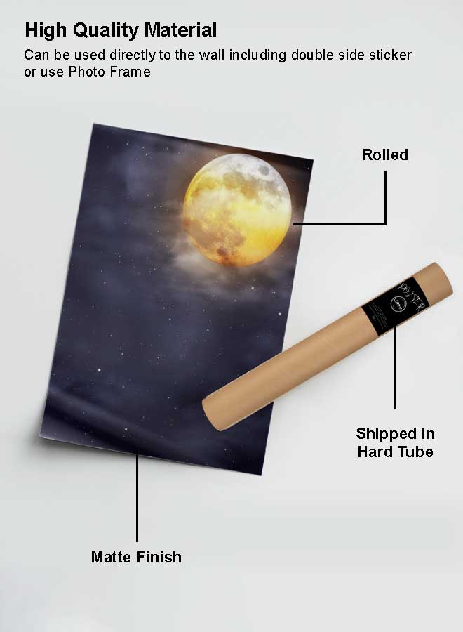 لوحة بوستر ديكور لوحة بدون فريم مع أربع قطع منفصلة من اللاصق ذو الوجهين تصميم نجوم ال المتلألئ غرفة النوم غرفة المعيشة وديكور المكتب - Image 2