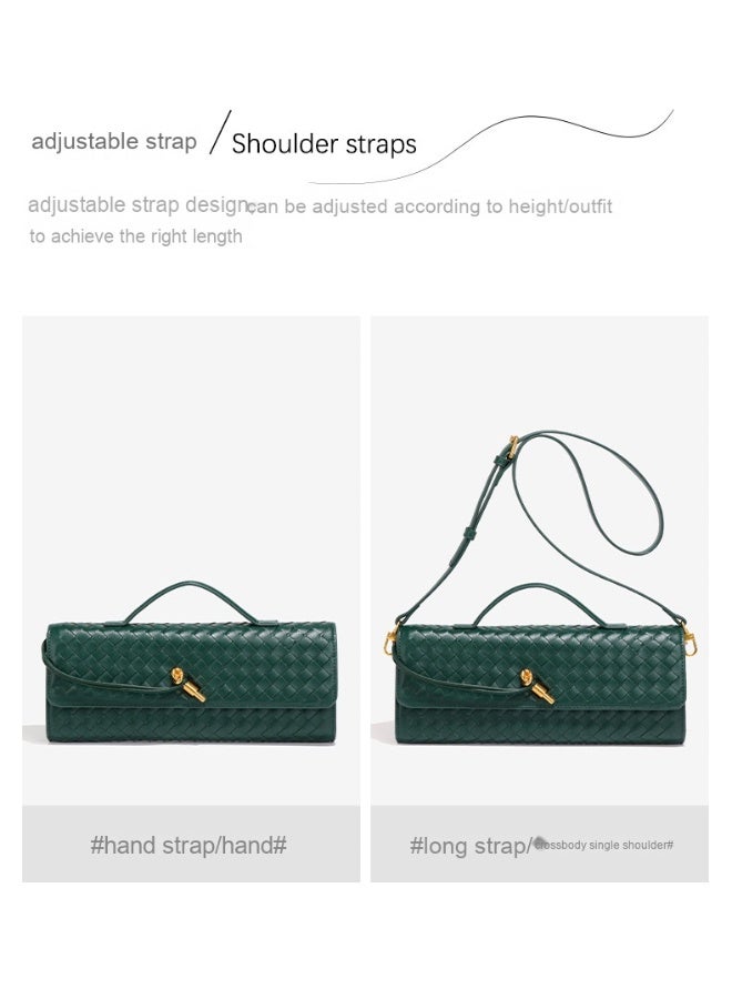 NIBEMINENT Spring Summer Woven Soft Leather Dinner Bag Ancient Baguette Bag Organ Bag Cross-body Hand Bag for Women - Image 5