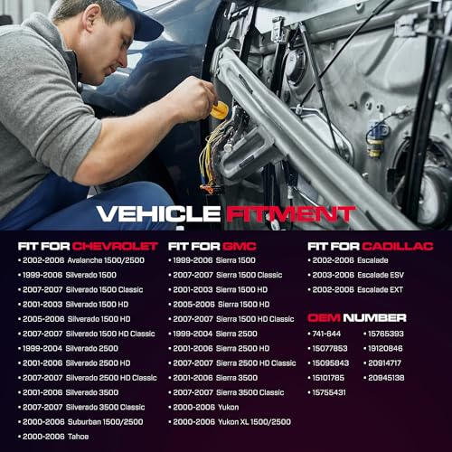 XIMAKA Front Driver Side Power Window Regulator with Motor (2 Pins) Fit for 2001-2006 Chevrolet Silverado 1500 3500, Avalanche Suburban GMC Sierra 1500 2500 3500 Yukon XL Cadillac Escalade, 741-644 - Image 2
