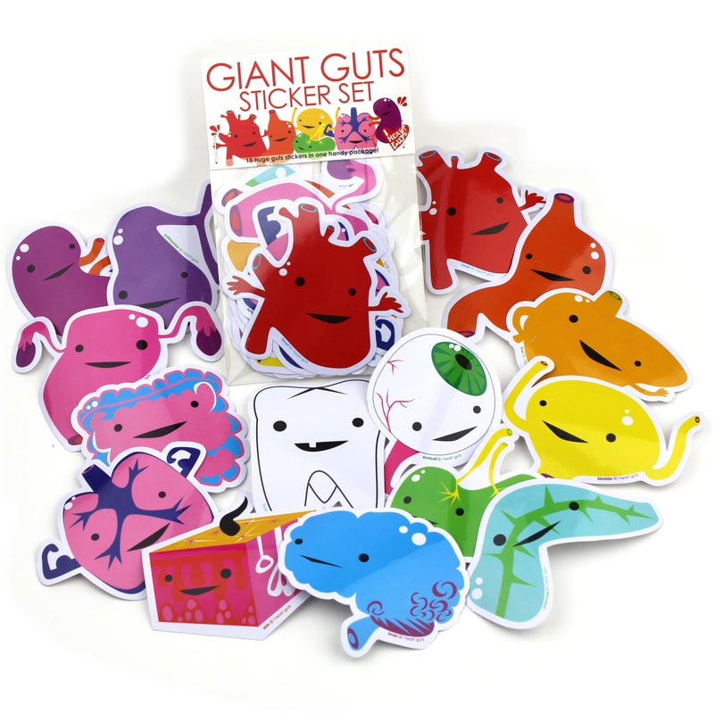 I Heart Guts Giant Guts Sticker Set  15 Organs and Friends