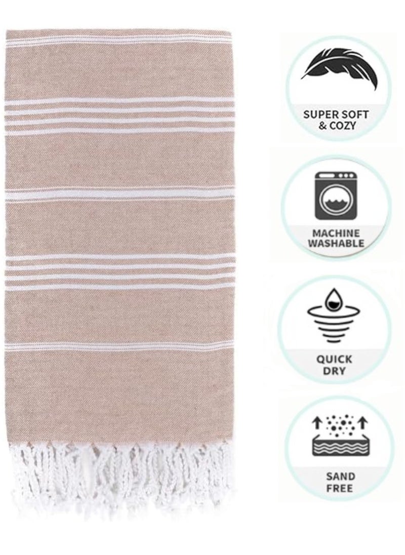 CONTEXT Style and Functionality Turkish Peshtemal Beach Towels 100% Organic Cotton | Quick Dry Super Absorbent Prewashed & Versatile lightweight for Pool, Beach, Spa and bath Towel - 40x70 Inches (Brown)  - Image 2