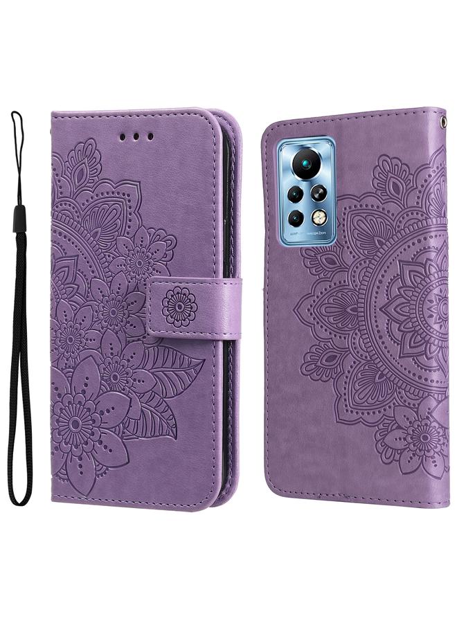 اس-توب جراب لهاتف Infinix Note 11 Pro/Note 11s، جراب جلدي أفقي قابل للطي، مزين بنقوش زهور 7 بتلات - Image 1