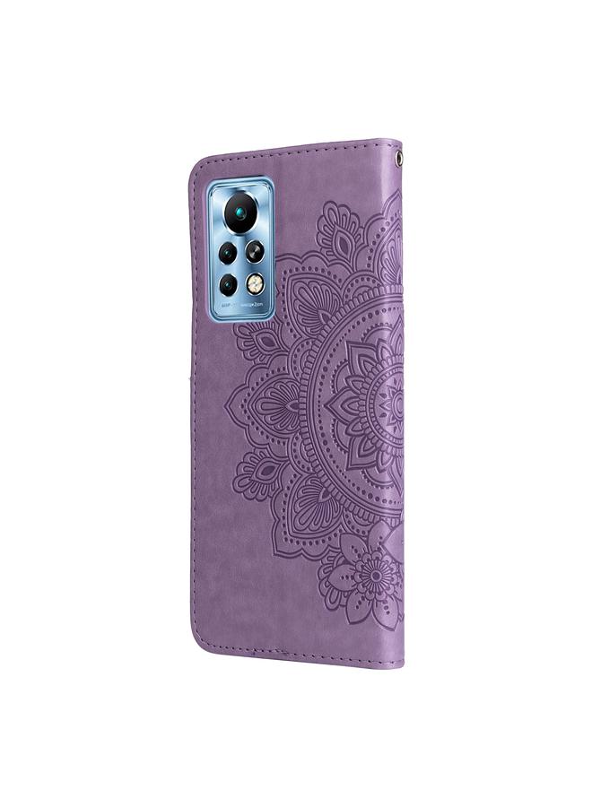 اس-توب جراب لهاتف Infinix Note 11 Pro/Note 11s، جراب جلدي أفقي قابل للطي، مزين بنقوش زهور 7 بتلات - Image 3