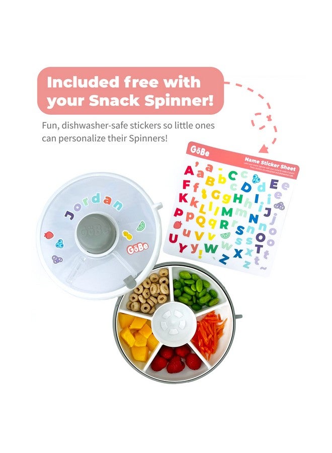 GOBE Kids Snack Spinner Bundle With Hand Strap And Sticker Sheet Reusable Snack Container With 5 Compartment Dispenser And Lid ; Bpa And Pvc Free ; Dishwasher Safe ; No Spill Leakproof - Image 3