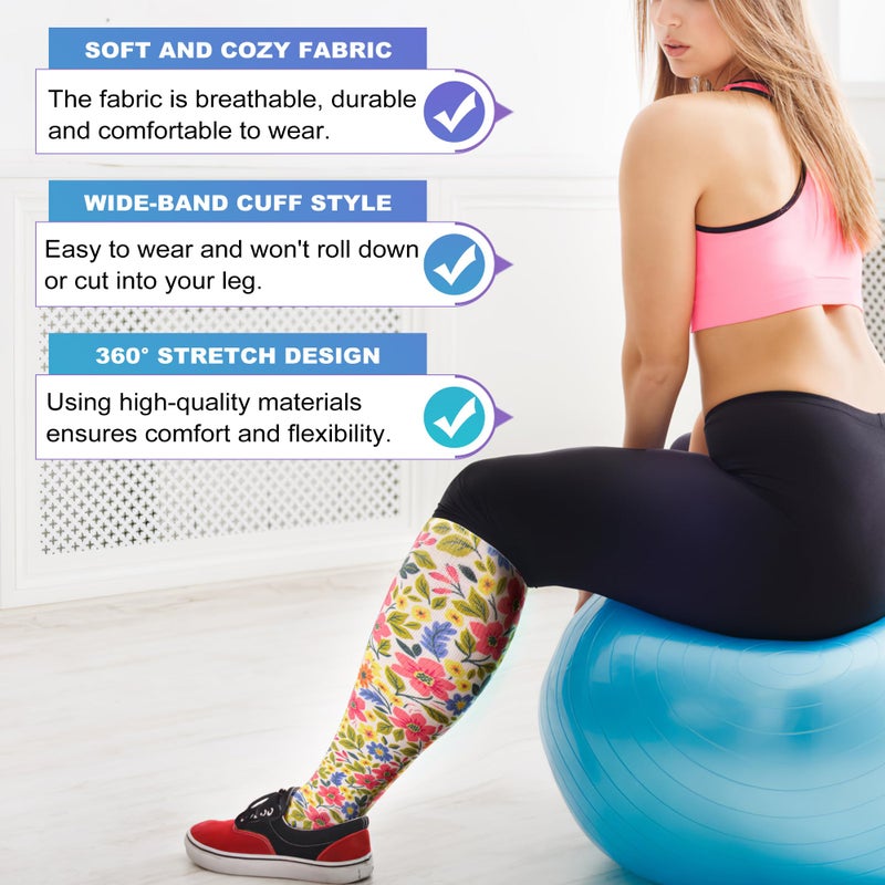 LEVSOX Wide Calf Compression Socks for Women Men Plus Size 15-20 mmHg Extra Large Knee High Support Sock for Nurses Pregnant Travel - Image 3