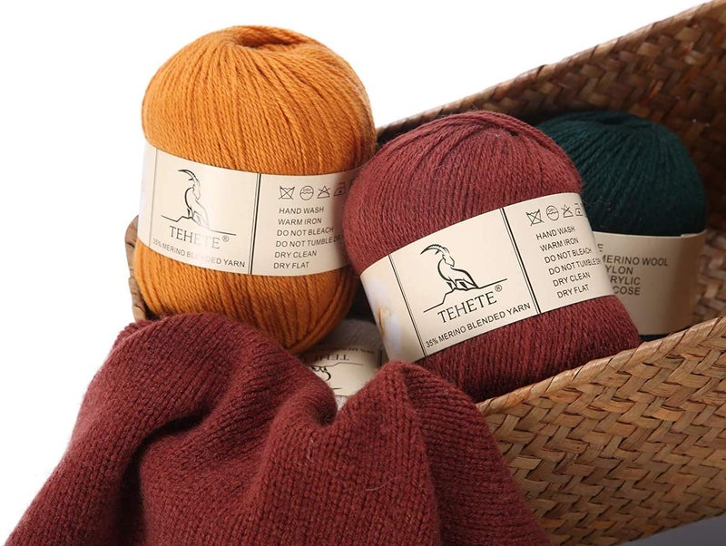 TEHETE Merino Wool Yarn for Knitting 3-Ply Soft Lightweight 150g Crochet Yarn (Ginger) - Image 4