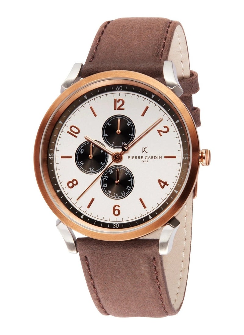 pierre cardin Pierre Cardin Stainless Steel Analog Men's Watch With Brown Leather Band CPI.2022  - Image 1