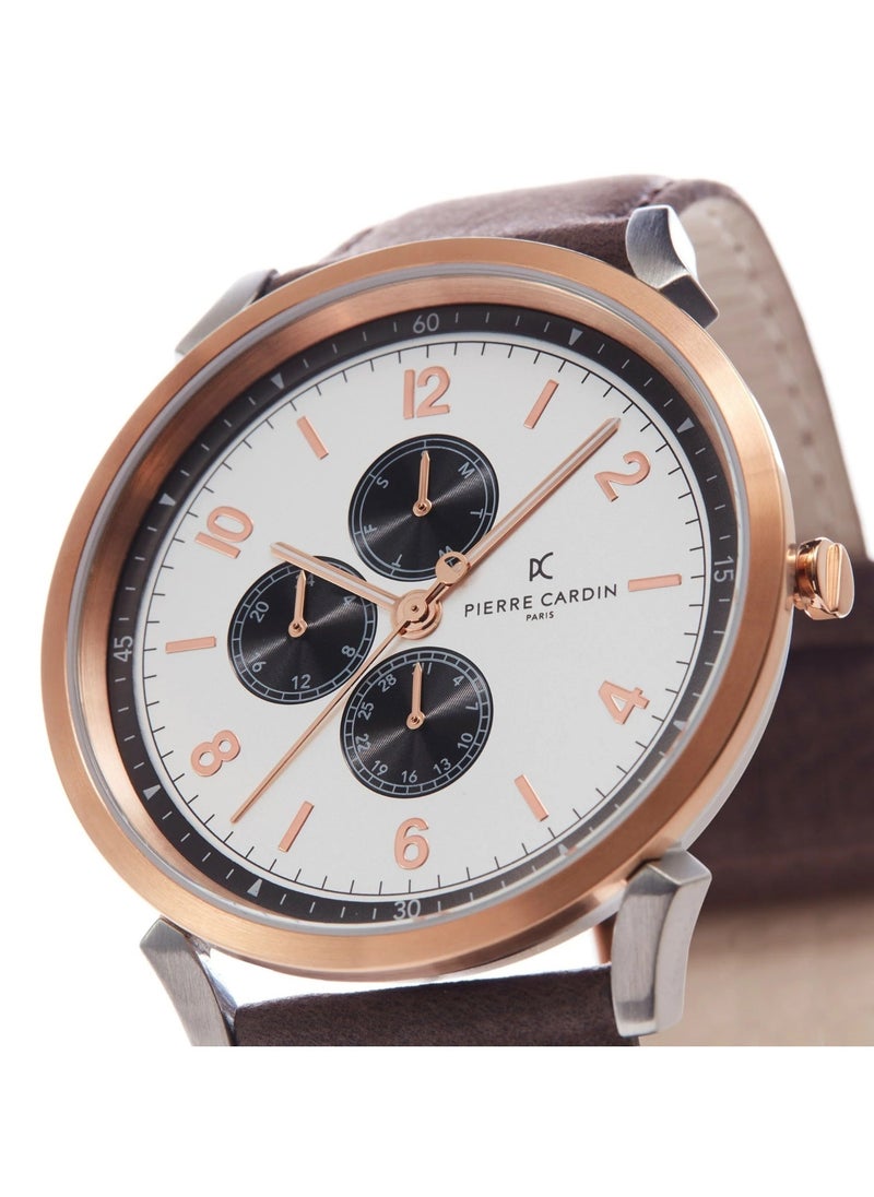 pierre cardin Pierre Cardin Stainless Steel Analog Men's Watch With Brown Leather Band CPI.2022  - Image 2