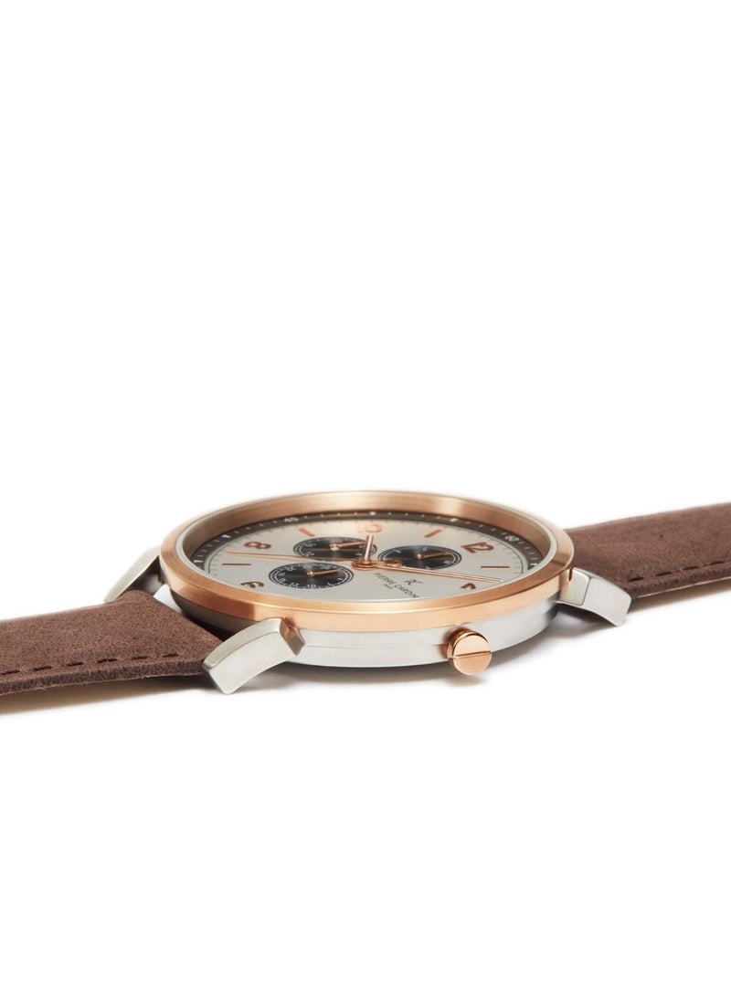 pierre cardin Pierre Cardin Stainless Steel Analog Men's Watch With Brown Leather Band CPI.2022  - Image 3
