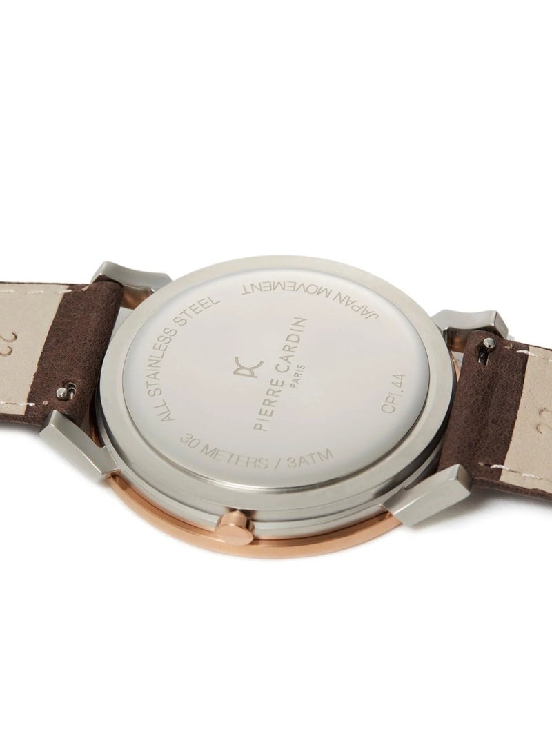pierre cardin Pierre Cardin Stainless Steel Analog Men's Watch With Brown Leather Band CPI.2022  - Image 4