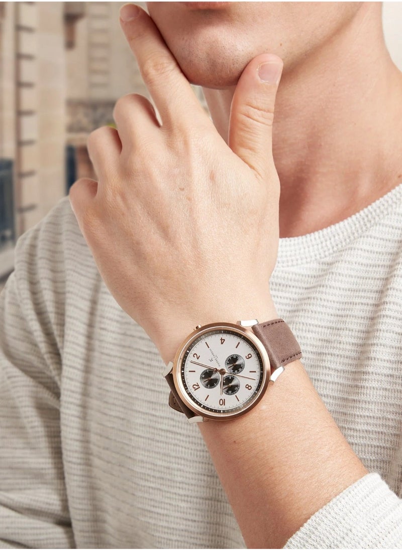 pierre cardin Pierre Cardin Stainless Steel Analog Men's Watch With Brown Leather Band CPI.2022  - Image 5