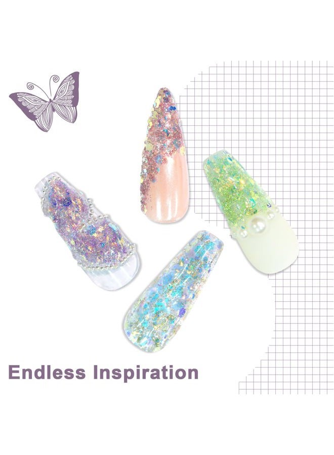 Laza 8 Colours Nail Art Glitter Diamond Dust Iridescent Nail Powder Chunky Glitter Confetti Foil Flakes Sequins for Nail Art Supplies, Gel Polish, Mermaid Makeup, Body, Resin — Glittering Iridescence - Image 2