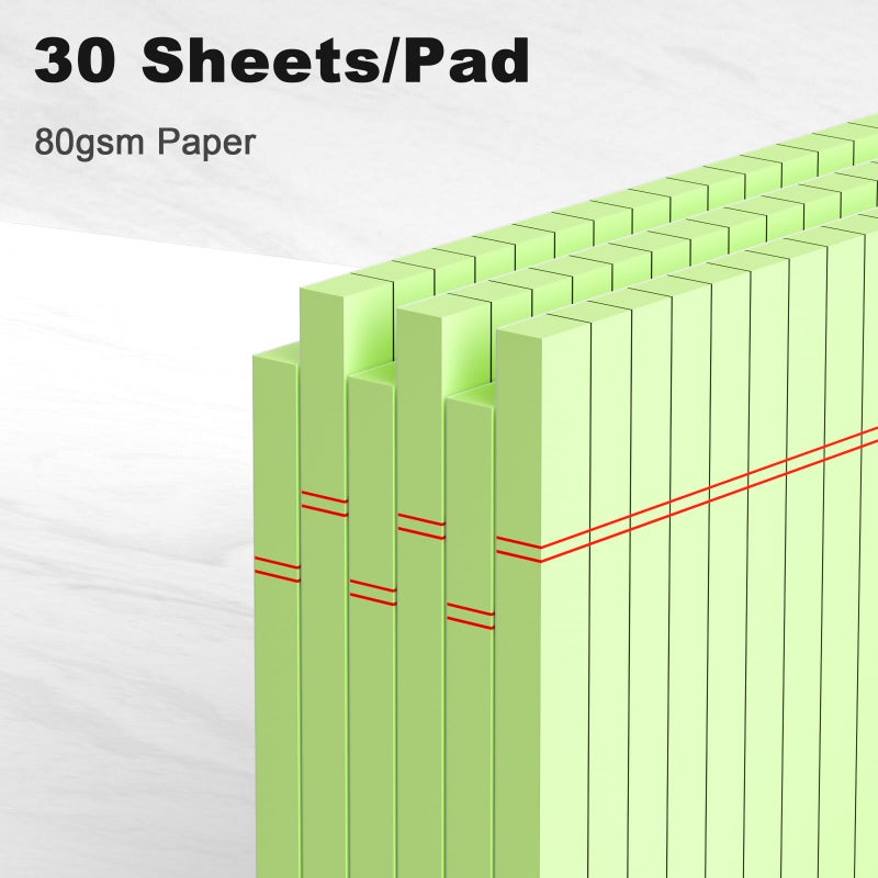 AILZFEI 6pcs Small Note Pad 5x8 College Ruled Green Legal Pads Paper Notepads 6 Pack Study Back Writing Pads 5 x 8 Legal Pads Perforated Narrow Ruled Pads of Paper Green - Image 3