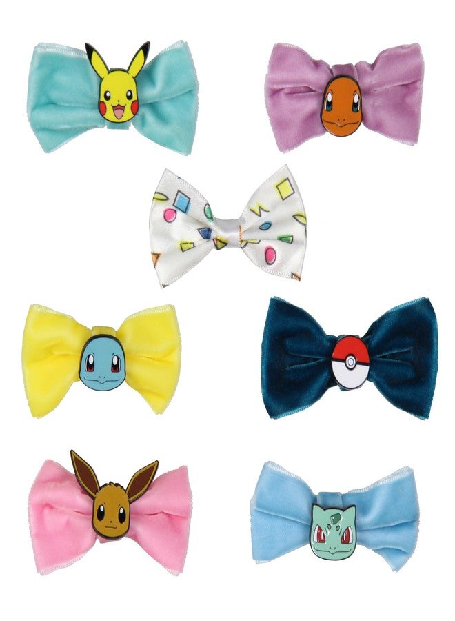 Bioworld Pokemon Velvet Character Hair Accessories Bows Alligator Hair Clips For Women or Girls 7 Pcs - Image 1