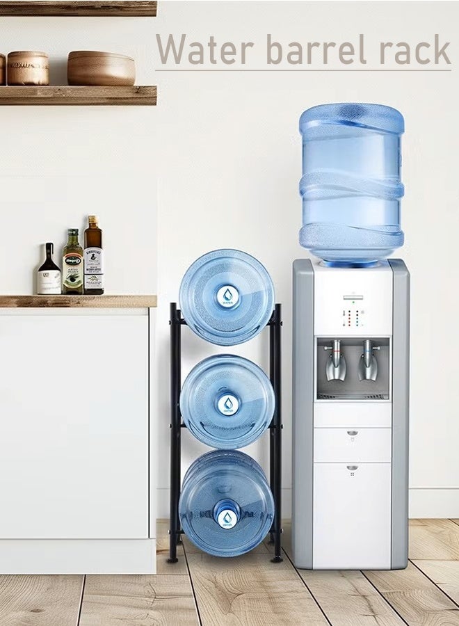 BLOOMING TIME 3-Tier Water Jug Rack, 5 Gallon Detachable Water Bottle Holder for Kitchen, Office, Home, Black - Image 1
