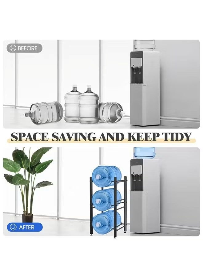 BLOOMING TIME 3-Tier Water Jug Rack, 5 Gallon Detachable Water Bottle Holder for Kitchen, Office, Home, Black - Image 2