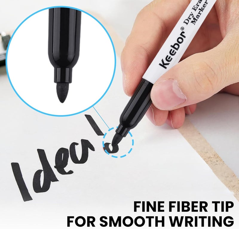 Keebor Fine Tip Dry Erase Markers - Bold Black, Long-Lasting ink, Low-Odor - 72 Pack Whiteboard Markers Bulk for Home, Office, Back to School Supplies - Image 4