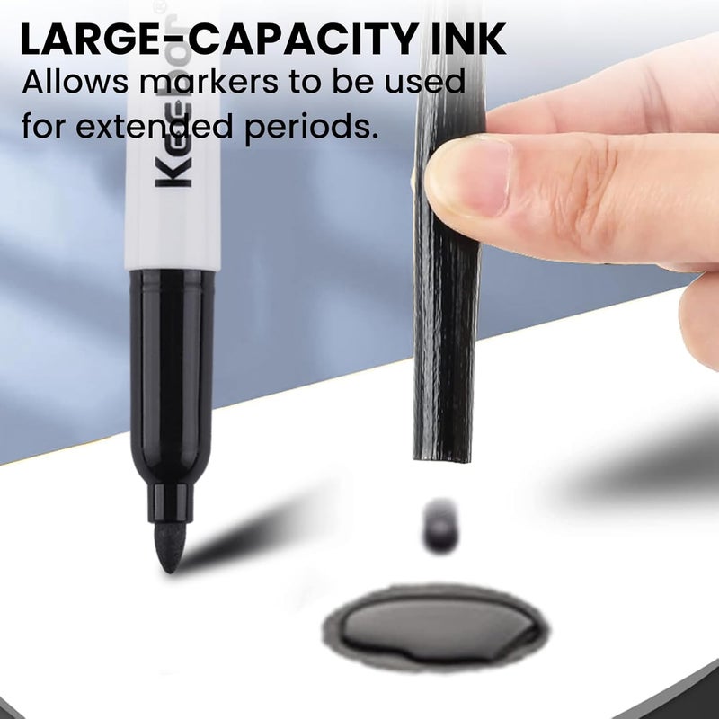 Keebor Fine Tip Dry Erase Markers - Bold Black, Long-Lasting ink, Low-Odor - 72 Pack Whiteboard Markers Bulk for Home, Office, Back to School Supplies - Image 2